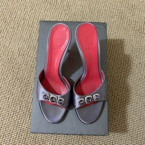 Judith Lieber satin jeweled heel vintage excellent condition